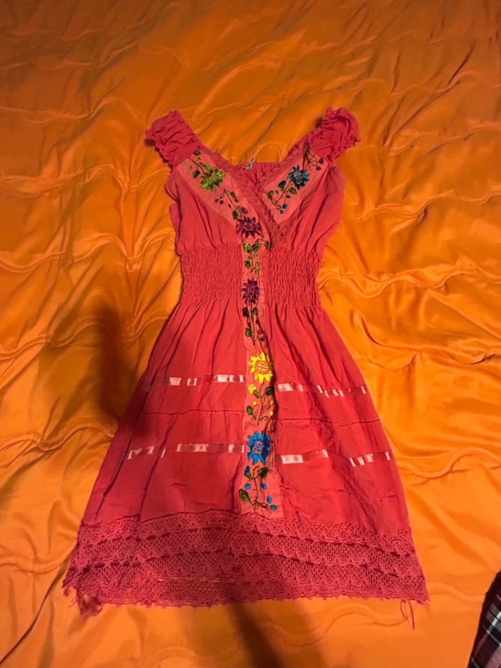 Floral Embroidered Pink Dress